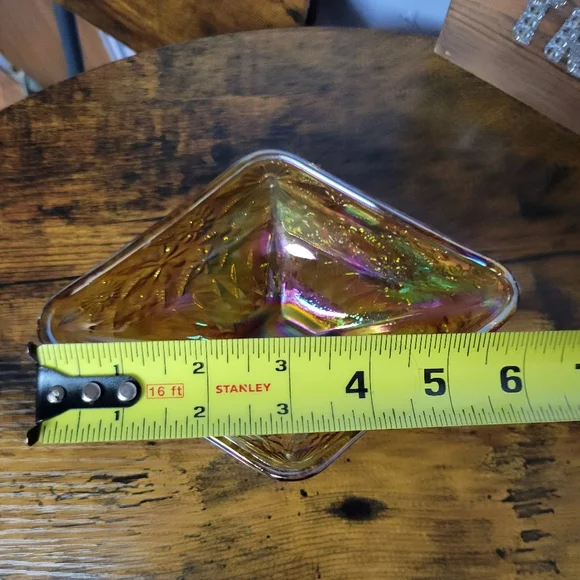 Vintage Indiana Amber carnival glass candy dish - Picture 6 of 8